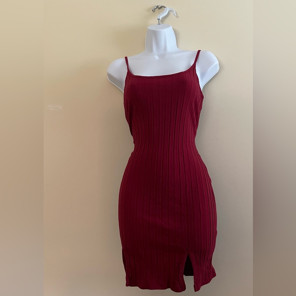 Rib-knit Solid Bodycon Dress